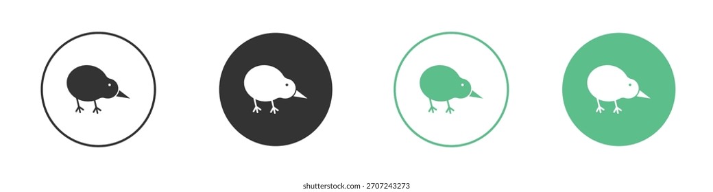 Vector de icono de pájaro kiwi, símbolo, ilustraciones de logotipo