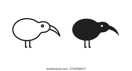Kiwi ícones de pássaro, vetor Linha. conjunto de símbolos sólidos
