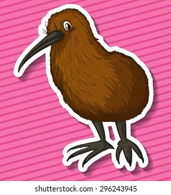 Kiwi bird illustration with pink background