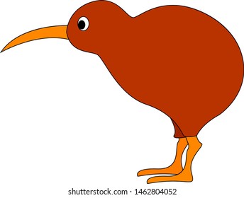 Kiwi bird, illustration, vector on white background.