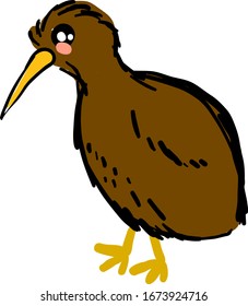 Kiwi bird, illustration, vector on white background.