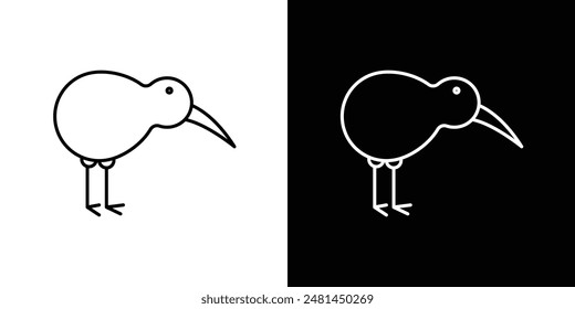 Kiwi bird line icon vector illustration set.