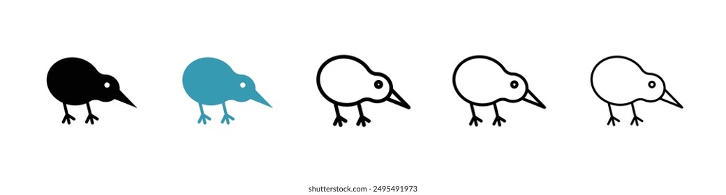 Kiwi bird line icon vector set.