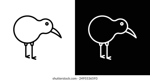 Conjunto de Ilustración vectorial de iconos de línea de pájaro de kiwi.