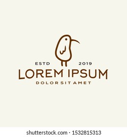 Kiwi bird logo elegant luxury vintage hipster label illustration vector
