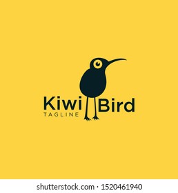 Kiwi Bird Logo Funny with a yellow background