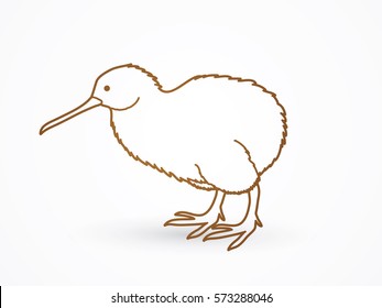 Kiwi bird outline graphic vector.