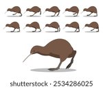 Kiwi Bird Running Animated Animation Sequence Cartoon Vector