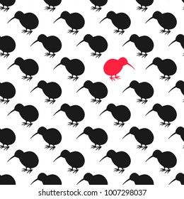 Kiwi bird seamless pattern concept. Vector illustration