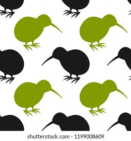 Kiwi bird seamless pattern. Vector illustration