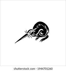 Kiwi Bird Symbol Logo. Tattoo Design. Vector Illustration.