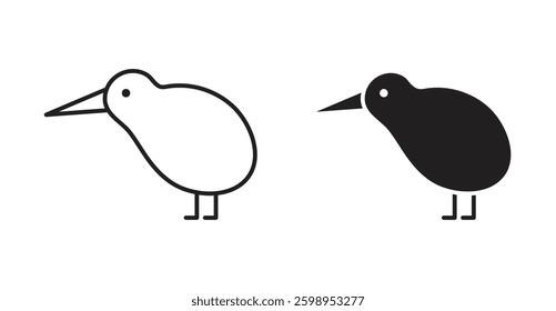 Kiwi bird vector line icon illustration collection.
