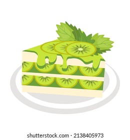 Kiwi cake vector design.desert on top with cherry and strawberry.