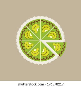 Kiwi Cake Vector Illustration