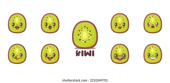 Caricatura de Kiwi. ilustración vectorial de fruto. , expresión.