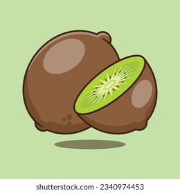 Dibujo vectorial de la caricatura de Kiwi. Ilustración de dibujos animados vectores de fruta adecuada para afiches, folletos, web, mascota, pegatina, logotipo e icono.