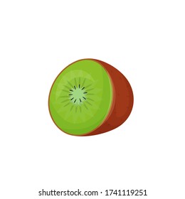 Kiwi cartoon vector illustration. Half of ripe juicy fruit flat color object. Healthy vegetarian food. Good nutrition. Dietary source of vitamin C isolated on white background