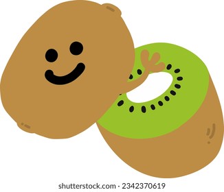 ilustración plana de color kiwi. Icono del vector.Las manos pueden moverse.