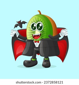 kiwi character dressed as a vampire. Perfect for kids, merchandise and sticker, banner promotion
