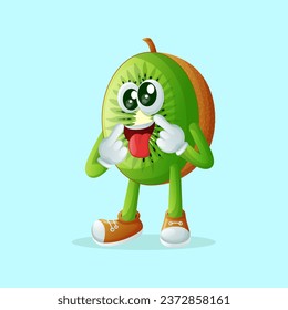 kiwi character with silly expression. Perfect for kids, merchandise and sticker, banner promotion
