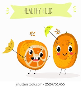 Kiwi character, tropical exotic fruit, vector isolated food icon, funny character. Hand drawn vector.
