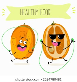 Kiwi character, tropical exotic fruit, vector isolated food icon, funny character. Hand drawn vector.