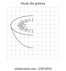  kiwi copy and coloring the picture, educational game for preschool ,children (kids). Complete the picture. worksheet  for kids.