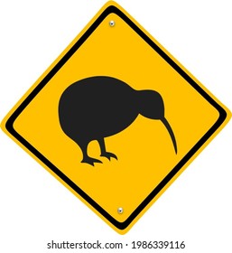 Kiwi crossing at night traffic signal