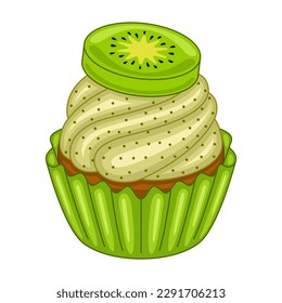 Kiwi Cupcake in vector illustration