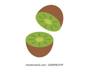 Kiwi cut in half on white background