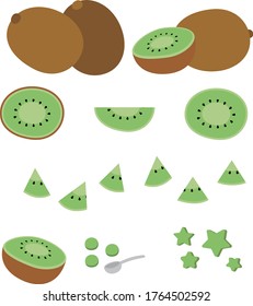 Kiwi cut into various shapes