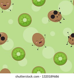 Kiwi cute cartoon pattern background vector design.