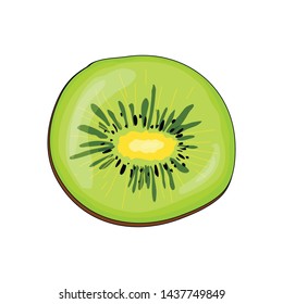kiwi in cute cartoon style. Vector illustration isolated on white background