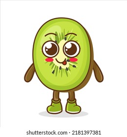 Kiwi. Cute fruit character isolated on white. happy kiwi. funny and smiling kiwi character.