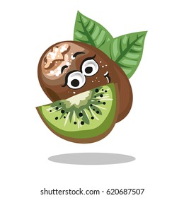 Kiwi. Cute fruit vector character isolated on white