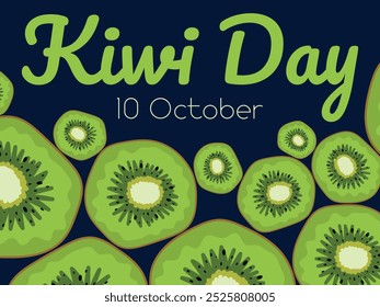 Cartel del día del kiwi, tarjeta de felicitación del 10 de octubre, ilustración del kiwi, cartel de vacaciones