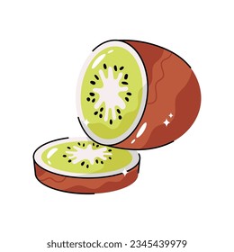 Kiwi doodle vector filled outline Sticker. EPS 10 file