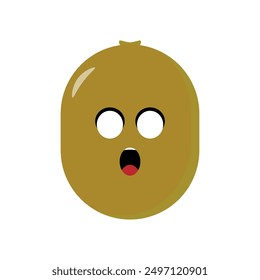 Vector de ilustración de emoticono de kiwi. Ilustración de kiwi aislado sobre fondos blancos