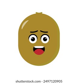 Vector de ilustración de emoticono de kiwi. Ilustración de kiwi aislado sobre fondos blancos