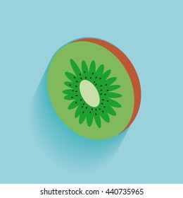 kiwi flat illustration in blue color backdrop