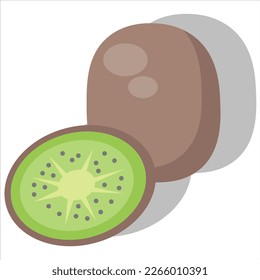 Kiwi con diseño de ilustración plana hay dos kiwi completos y divididos. luego está la sombra de los kiwi