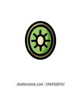 Kiwi flat outlined icon. Vector fruit logo isolated on white background. Vegetarian food symbol, media glyph for web