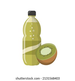 Kiwi flavored fruit soda or juice or carbonated drink isolated on white background