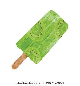 Kiwi flavored ice pops ,fruity popsicle, watercolour style vector illustration.