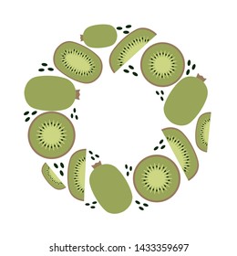 Kiwi frame, keto and vegan diet, trendy plant, vector in flat style
