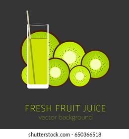 kiwi fresh juice, vector background, healthy eating, postcard