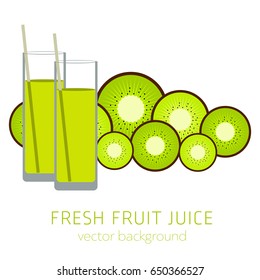 kiwi fresh juice, vector background, healthy eating, postcard