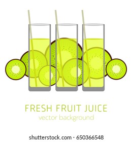 kiwi fresh juice, vector background, healthy eating, postcard