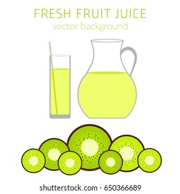 kiwi fresh juice, vector background, healthy eating, postcard