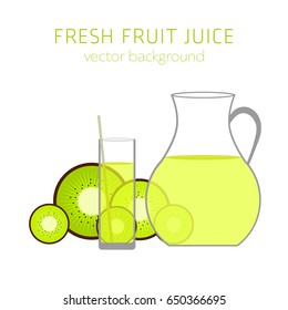 kiwi fresh juice, vector background, healthy eating, postcard